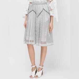 ZAC POSEN Black and white striped mesh full skirt size 8